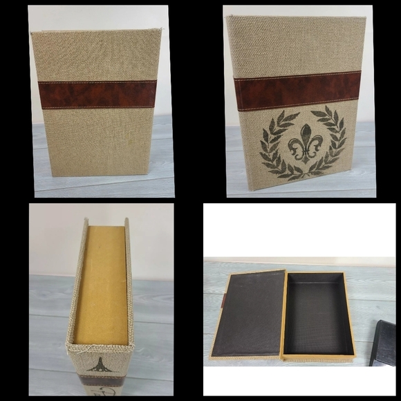 Extra Large Burlap Wrapped Paris Fake Hidden Book Empty Hollow Hideaway … - Picture 1 of 6